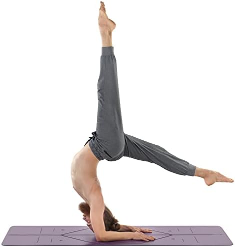Lifememe Travel Yoga MAT-Sistema de alinhamento patenteado, garra de guerreiro, não deslizamento, ecológico e biodegradável, ultra-leve e resistente ao suor, feito com borracha natural