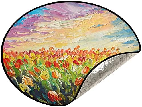 VISESUNNY JATAL ÁRQUEREA MAT Óleo pintura de tulipa árvore de flor do tapete protetor de piso absorvente Tree stand