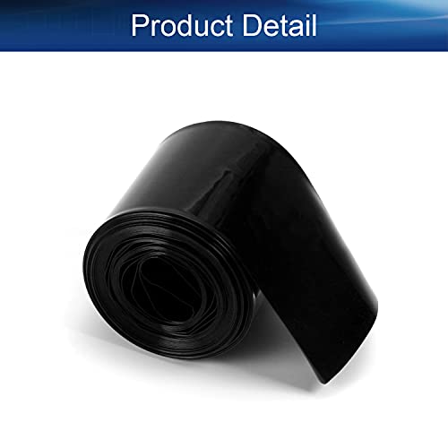 Bettomshin Black PVC Tubação de encolhimento de calor 11,48 pés 1,97 polegada plana para 2 × 18650 bateria 1pcs