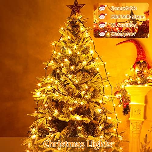 Lumiparty 450 contagens 117 pés de Natal, 3 conjuntos de 150 mini luzes de 39 pés com luzes de corda com fusível e lâmpada, decoração de Natal à prova d'água, decoração de Natal externa, branco quente