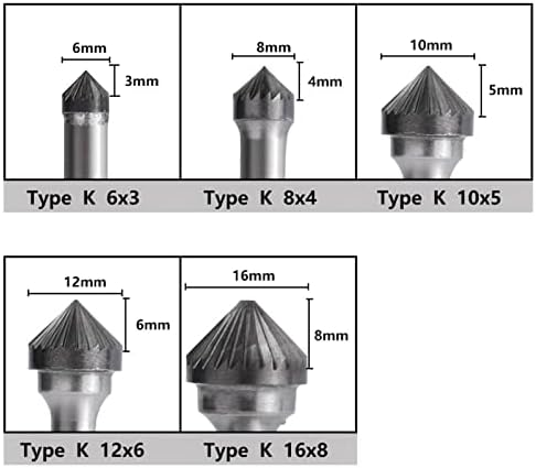 Burrs de arquivo rotativo NESHO 6mm de haste de carboneto único de carboneto de carboneto tipo K Tipo K Rotário de moagem para ferramentas