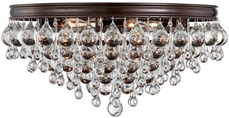 Calypso 6 Crystal Light Lágrima Vibrante Montagem de Teto de Bronze - Luz do teto para sala de estar, corredor, hall de