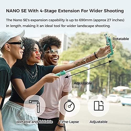 Moza nano se estabilização inteligente Selfie smart smartphone anti-shake estabilizador profissional fotografia de tiro em vlog, controle remoto bluetooth dobrável com ciano de tripé