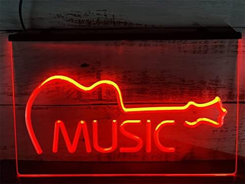DVTEL Custom Music Guitar LED NEON SIGN, LUZES DE NEON DE INSTRUMENTOS MUSICAL DE BANDO USB PARA LUZES NOTIDAS DE DECORAÇÃO DE WALL, RED, 40X30CM HOTEL Restaurant Bar Coffee Shop