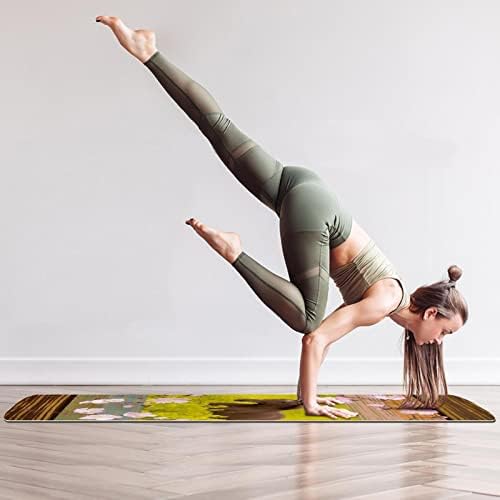 Yoga Mat, tapetes de ioga para treino doméstico, tapete de exercícios, tapetes de exercícios, pilates tapete, quadro de madeira colza campo correndo cavalo