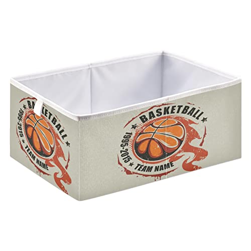Desenho à mão Basketball Cube Bin Storage Cubos de armazenamento dobrável cesta de brinquedos à prova d'água para