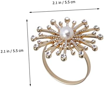 Upkoch 3pcs shinestone anel de férias anel de guardanapo anel de pérola anel de guardana