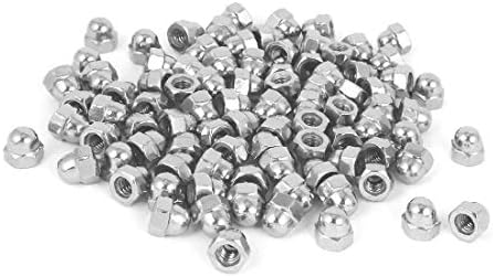 X-Dree 1/4 -20 304 Capace de aço inoxidável Cabeça de cabeça hexagona porcas de prata 100 pcs (1/4 ''-20 304 Tapas de Cabeza