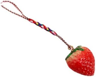 Sysuii Charme fofo do telefone Capelinho celular, simulação Strawberry Telefone Strap Kawaii Mobile Chain Chain pendurado corda colorida decoração de ornamento de chaveiro acrílico colorido para mulheres meninas