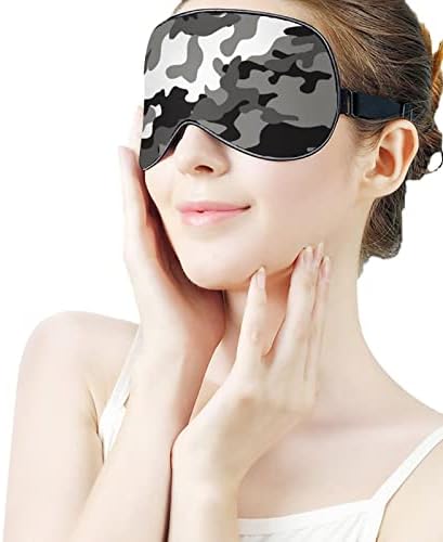 Máscara de olho de camuflagem cinza Sleep de olhos vendados com blocos de cinta ajustável Blinder leve para viajar