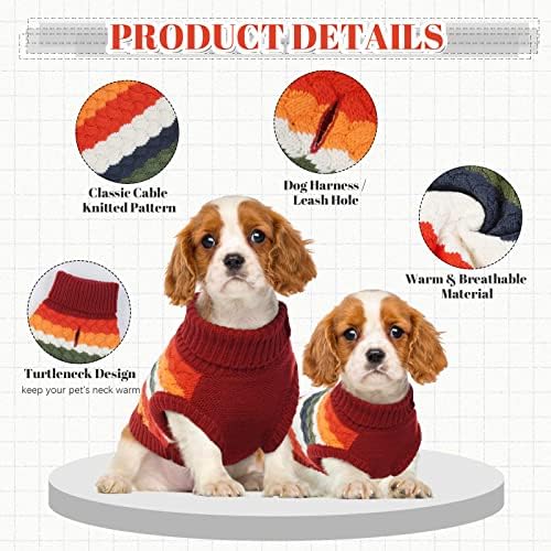Suéter de cachorro Kuoser, puxão de malha de tesouros de cachorro, roupas quentes, roupas de cachorro de gola alta de gola
