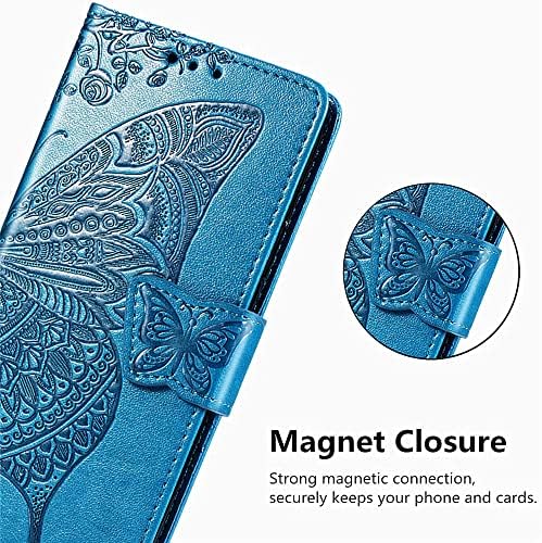 ROPIGO PARA SAMSUNG Galaxy S22 Caixa de carteira Ultra 5G, couro premium de borboleta em relevo [Kickstand] [slots de cartão]