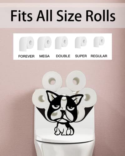 Portadores de papel de papel de cachorro fofo, suporte de papel de papel higiênico de metal preto, armazenamento de papel de papel higiênico para banheiros, cozinha, organizador de papel higiênico de metal de pé grátis, retenha 8 rolos extras