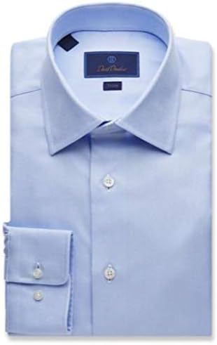 David Donahue Men's Trim Fit Royal Oxford Cotton Dress camisa, azul, 19 x 34/35