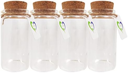 Elysaid 4 PCs de 100 ml de frascos de vidro transparente vazios com frascos de armazenamento de rolhas de cortiça 47 × 90mm garrafas