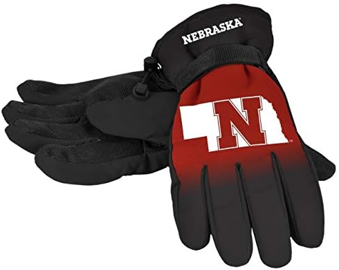 Forever colecionáveis ​​NCAA Nebraska Cornhuskers gradiente isolou grandes luvas de logotipo, cores de equipe, grande/x-grande