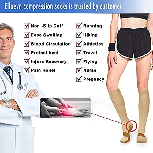 Meias de compressão Zip EWRGGR para mulheres fechadas, 2 pares com zíper bezerro fácil de 15 a 20 mmhg para varizes, edema, inchado ou pernas doloridas
