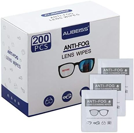 Alibeiss Anti-Fogo Lens lençóis pré-agitados de lenços anti-capa, 6 x 5, para óculos de olhos