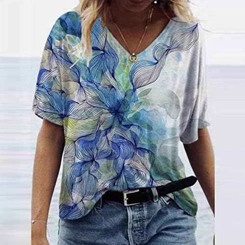 Camisas para mulheres, camiseta feminina de verão Floral Blouse Casual Blush Shirts Shirts Tops femininos