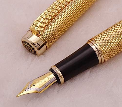 Gullor Jinhao Dragão Golden Red Crystal Eyes Pen com push in Style Ink Converter
