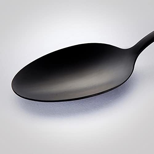 Colher de sobremesa preta fosca, seeshine 6,8 polegadas aço inoxidável colher de chá preta, adequada para família, cozinha,