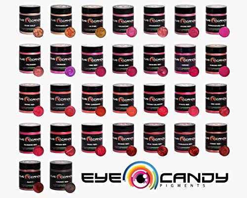 Eye Candy Mica Powder Pigment “Carmine” multiuso artes e artesanato aditivo | Bombas de banho naturais, resina, tinta, epóxi, sabão, esmalte, protetor labial