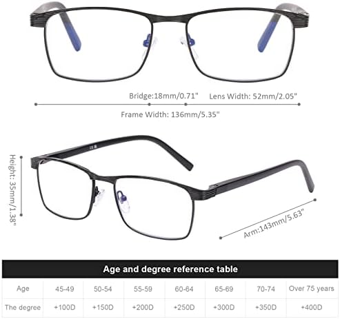 Doovic 3 pacote homens lendo óculos para homens de design elegante leitores de moldura de metal azul bloqueio de óculos de leitura