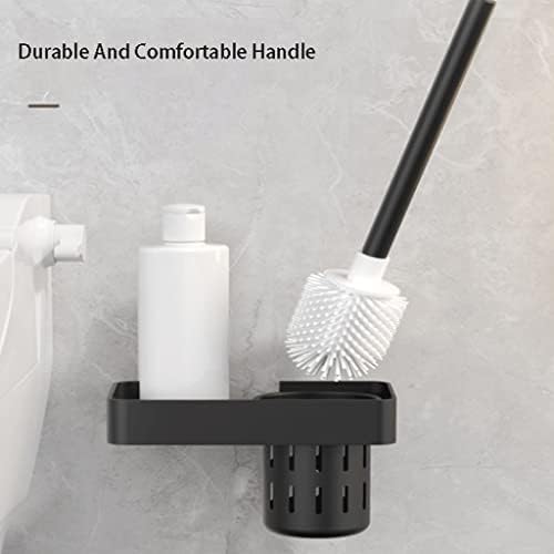 Escova de vaso sanitário guojm pincel de silicone e suporte ， escova de vaso sanitário base de base de metal para banheiro ， escova