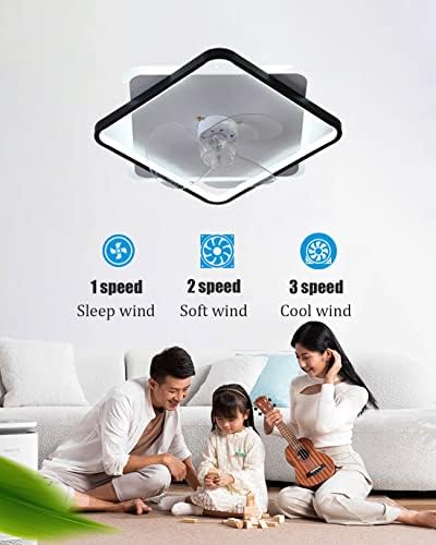 Fãs de quartos Cutyz com luzes de teto 3 Ventilador silencioso com controle remoto LED LED LUZES DIMMÁVEL DE TETO COM