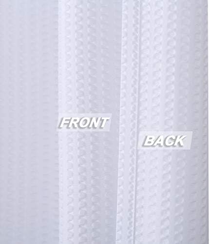 Cortina de chuveiro de tecido de microfibra de microfibra caromio para banheiro, padrão decorativo em relevo, repelente de água, branco, 72x78 polegadas
