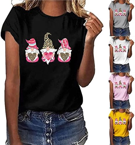 Tops de moda feminina para o Dia dos Namorados Gnomos de Leopardo Tshirts Impredidos por Coração Trendy Juniors Petite Tunic Shirt Blouse