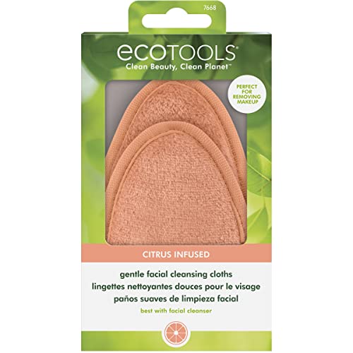 EcoTools Gentle Facial Cleansing Panos, reutilizáveis ​​e antioxidantes Citrus Infused Face Panos, Remove maquiagem, sujeira