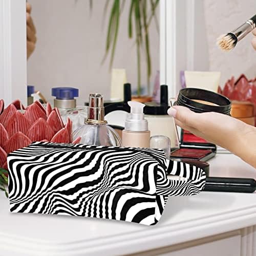 Saco de higiene pessoal pendurado de viagem, organizador de maquiagem portátil, suporte de cosméticos para pincéis, listras brancas pretas 3D Artistic Zebra