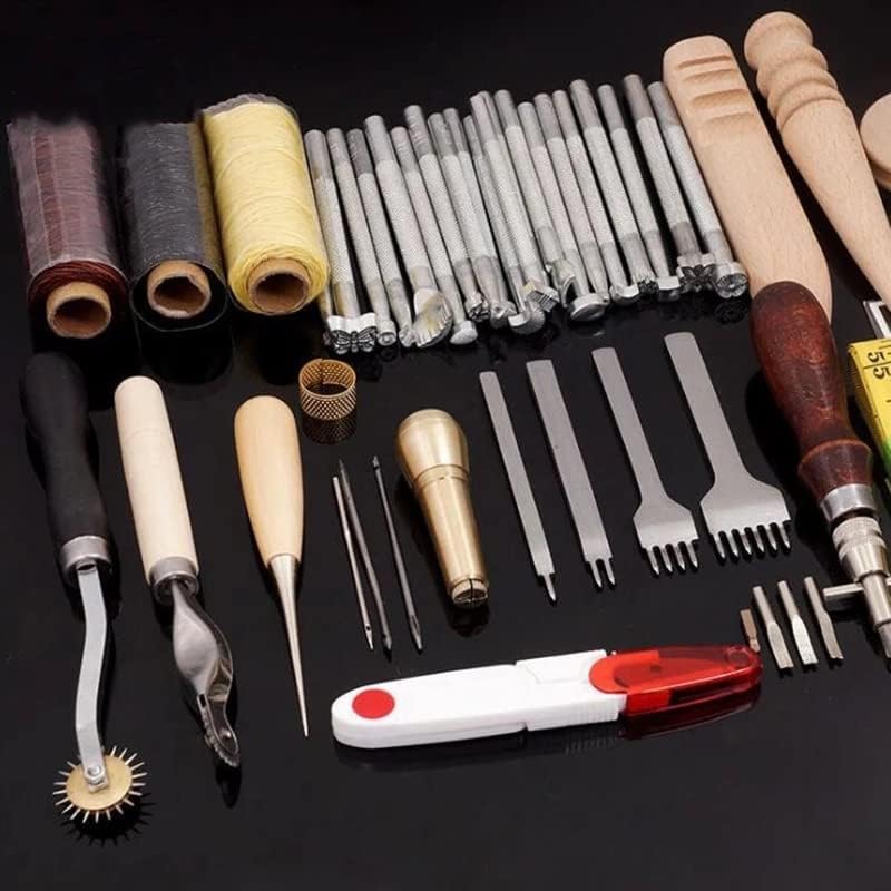 Genigw Professional Leather Craft Tools Kit Hand costura costura de punção Trabalho de trabalho Groover de sela Acessórios Diy 59pcs/set