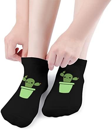 Cacto fofo em vaso verde 5 pares meias de tornozelo de baixo corte de meias leves leves de meias de tripulação sem shows para atléticos