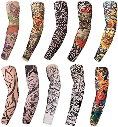 Mangas de braço de tatuagem, 10 pacote de artes legais tatuagens temporárias falsas para homens e mulheres, mangas de tatuagem
