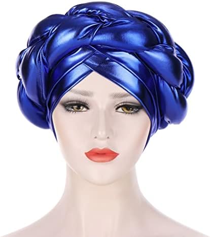 XXXDXDP Moda de seda brilhante Twist Braid Turban Hijab Hat Hat Lady Head Bonnet For Women Acessórios para Cabelo Perda de Cabelo
