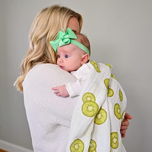 Lollybanks Muslin Swaddle Blanket | Padrão de frutas da menina | Melancia, limões e laranjas | algodão | Novo nascimentos e bebês | Grande 47 x 47 polegadas | Máquina lavável