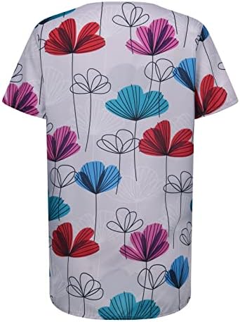 Floral Slim Fit Super Soft Pullovers Para Ladies Basic Square Neck Camisetas de manga curta Poliéster ativo