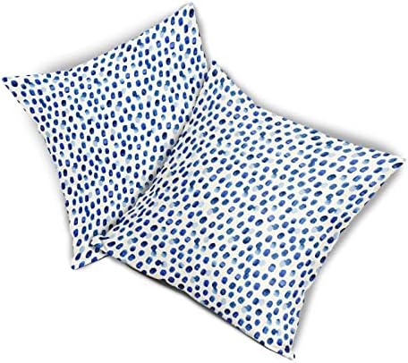 Capas de travesseiro de ponto branco e azul Sweetshow de 18x18 polegadas Polca de bolinhas de brohcka de 18x18
