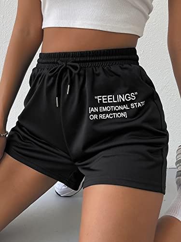 Shorts femininos de tioru cordas de cordão de cordão shorts gráficos de slogan
