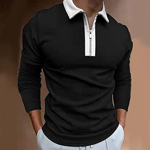 XXBR ZIPPER CHAMISTAS Polo para homens, retalhos de retalhos de colarinho de colarinho longa camiseta de negócios Tops casuais para