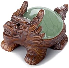 ZSQAW Ru Kiln Dragon Turtle Tea Pet Decoration Cerâmica estátua de cerâmica fengshui ornamentos