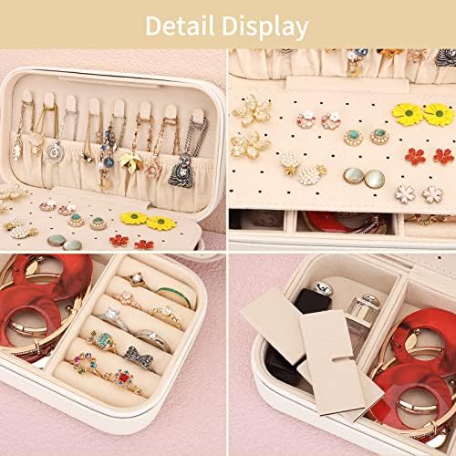 Designer Viagem Jewelry Box, Caixa de jóias portáteis de couro PU, caixas de jóias pequenas para presentes, organizador de jóias de