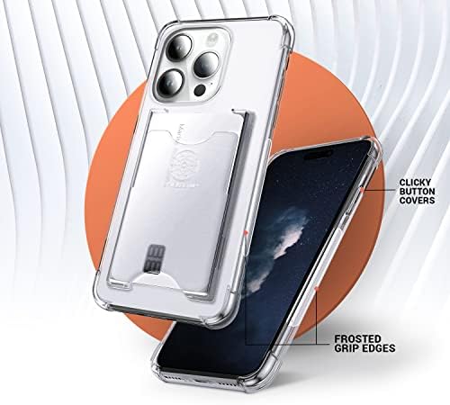 Shields Up projetado para iPhone 14 Pro Max Case, capa de carteira minimalista com suporte para cartão [3 cartas] Tampa