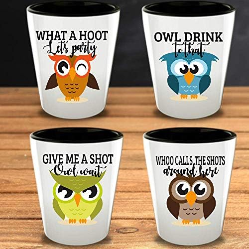 Owls Gift Funny Shot Glasses Set for Owl Lovers para sua amiga Aniversário de Natal 21º aniversário de aniversário da festa da piada