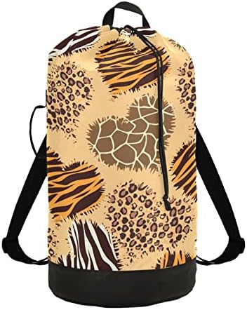 Leopard Hearts Laundry Backpack Backpack Saco Rip-Stop Smoot Dirty Clothes Organizador para o Campo de Viagem da College Fundialmente