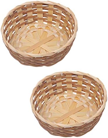 Bandeja de mesa de cabilock 2pcs bambu cestas de frutas de bambu alimentos servir cestas de cesta de flores de bambu para casa para casar festas de aniversário suprimentos redondos cestos de armazenamento