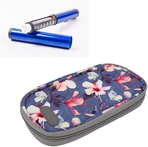 Bolsa de refrigerador opcional azul -azul e azul marinho, caixa de resfriamento diabético portátil para caneta de insulina, carteira de resfriamento de insulina dura para o homem e a mulher acampando acampamento e escritório