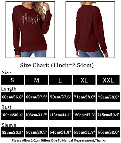 EGELEXY Leopard Mimi Sweatshirt Mulheres Carta engraçada Imprima avó Pullover de presente Top Casual Camisas de manga